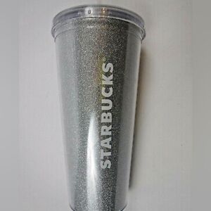 Starbucks 2018 Iced Coffee Venti SILVER GLITTER tumbler NO STRAW T11